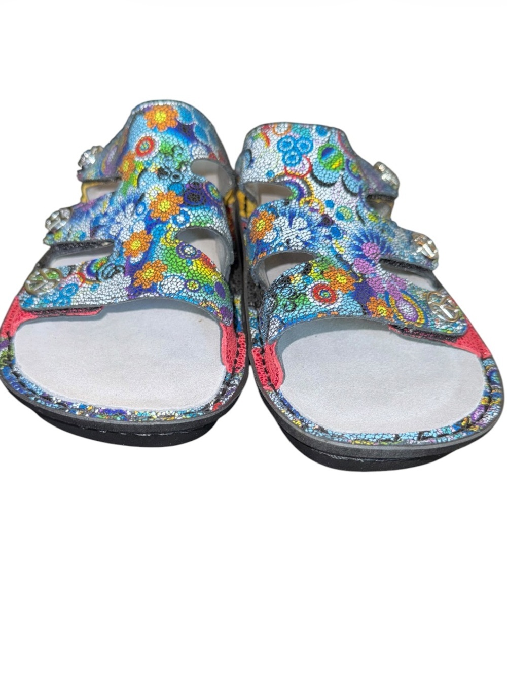 NWT Alegria Mosaic Peace Sign Comfort Slide Sandals Hippie US 10-10.5 - Picture 7 of 16